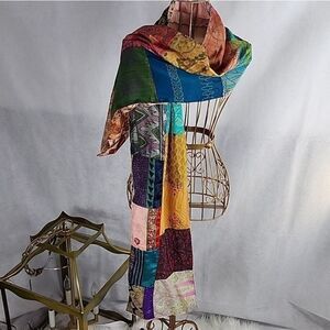 Artsy Colorful Silk Rahab's Rope Scarf Reversible